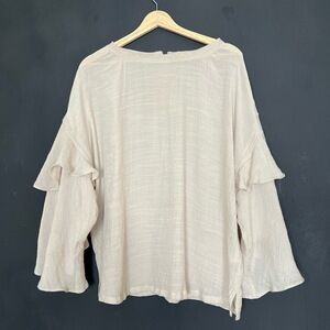 Wishlist Apparel Blouse Womens Size Large Tan Bohemian Fairy BellSleeve‎ Boho
